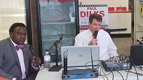 GOP candidates Paul Dilks (right) and Vincent Squires (left) blast Dr. King during recent broadcasts